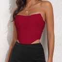 Women's Vintage Strapless Open Back Boned Mesh Bustier Zip Back Corset Bodyshaper Crop Top