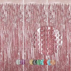 3 x KEEUH Pink Fringe Backdrop for Party Decorations (Pure Pink)