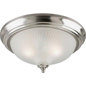 Westinghouse Lighting 6430500 Two-Light Flush-Mount Interior Ceiling Fixture, Brushed Nickel Finish with Frosted Swirl Glass
