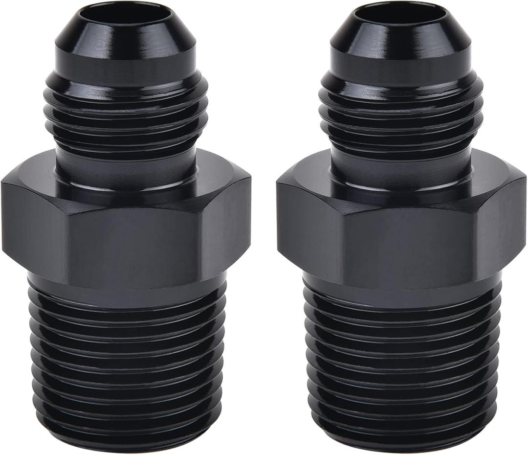 EVIL ENERGY 8AN Male Flare to 1/2" NPT Pipe Fitting Adapter Aluminum Straight Black 2PCS