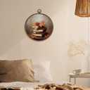 XBBMGG Vintage Fall Maple Leaf Book Wall Art Decor, Rustic Autumn Book Reading Round Wall Hanging Decor, Thanksgiving Bookish Framed Canvas Prints for Reading Room Library Home Decorations (10L" x 10W")