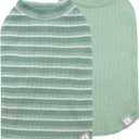 KYEESE 2Pack Waffle Dog Shirts, Lightweight Sleeveless Dog T Shirts for Small Dogs Boy Girl, Breathable Pet Vest Comfortable Tank Top Soft Dogs Clothes for Daily Wear, Green+Striped, L