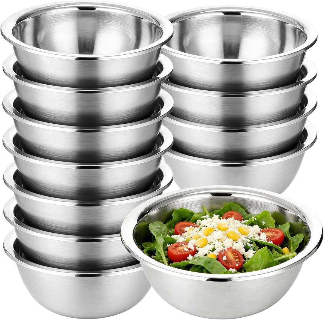 12 Pcs Mixing Bowl Set, Nesting Design Deep Metal Salad Bowl, Stainless Steel Prep Bowls for Baking, Cooking, Washing, and Food Storage
