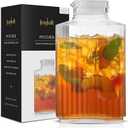 68oz Glass Pitcher with Lid (2 Lids), Rectangle Beverage Serveware and Storage Container for Cold Drinks and Liquids, Water Containers, 2 Quart Pitcher with Lid for Kool Aid and Lemonade