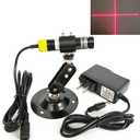 Red Cross Line Light Cross Hair Module Generator Projector Placement Position Guide for Wood Stone Screen Printing Heat Press Cloth Fabric Cutting Alignment (+AC-DC adapter+Holder, Red Cross)