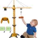KNACKTOYZ 6 Channel Remote Control Crane Toy for Kids - 50.4 inch RC Tower Crane with LED Lights & Sounds, 680 Rotation Lift Construction Vehicles, Excavator Toy for Ages 4,5,6,7,8 Boys & Girls