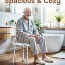 SOUNDFUSE Shower Chair for Inside Shower with Arms and Back, FSA/HSA, Height Adjustable Shower Chair for Elderly and Disabled with Enhanced Non-Slip Feet, 400 lbs Heavy Duty Shower Seat for Seniors