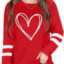 Kids Valentine Shirt Girls Valentines Shirts Cute Heart Graphic Long Sleeve Tee Tops (10-12 Years, Ared2)