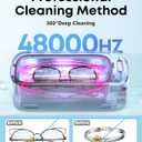 BEESHOP 48kHz Ultrasonic Jewelry Cleaner, Dual Modes with Degas Function, for Jewelry, Glasses, Rings, Retainers, Dentures, Watch Straps & More, 19oz 304 Stainless Steel Tank, 30W Sonic Cleaner Power