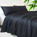 Jacquard Viscose Derived from Bamboo Duvet Cover King Size - 600 Thread Count Luxury 3 PCS Cooling Duvet Cover Set - Breathable, Cooling Comforter Cover with Zipper & Corner Ties (Black)