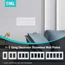 CML Decorator Screwless Wall Plate, 1-Gang Receptacle Outlet Cover, 8 Pack Hidden Screw Smooth Face Switch Plates, Standard Size 2.91"x4.68", UL Listed, White
