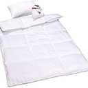 ZPECC Toddler Down Alternative Comforter, 39x47 Hypoallergenic Baby Blanket Quilt, Soft Breathable Lightweight All Season Kids Duvet Insert for Crib Stroller Cot Daycare, White Stripe