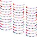 36 Pcs Kids Galentines Friendship Bracelets for Girls Women Valentines Beads Bracelets Stretch Beaded Colorful Jewelry for Birthday Goodie Bag Stuffers Fillers School Gifts Party Favor(Simple Style)