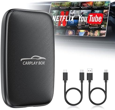 6-in-1 Magic Video Box for Netflix/YouTube, Wireless CarPlay Adapter & Android Auto Wireless Adapter Convert Wired to Wireles Carplay Dongle for OEM Wired CarPlay Cars, TF Card Playback, Plug & Play
