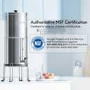 Purewell 3-Stage Gravity Fed Water Filter System, 2.25 Gallon Stainless Steel Countertop System with 2 Washable Ceramic Filters, Metal Water Level Spigot and Stand, Reduce up to 99% Chlorine, PW-OBT-K