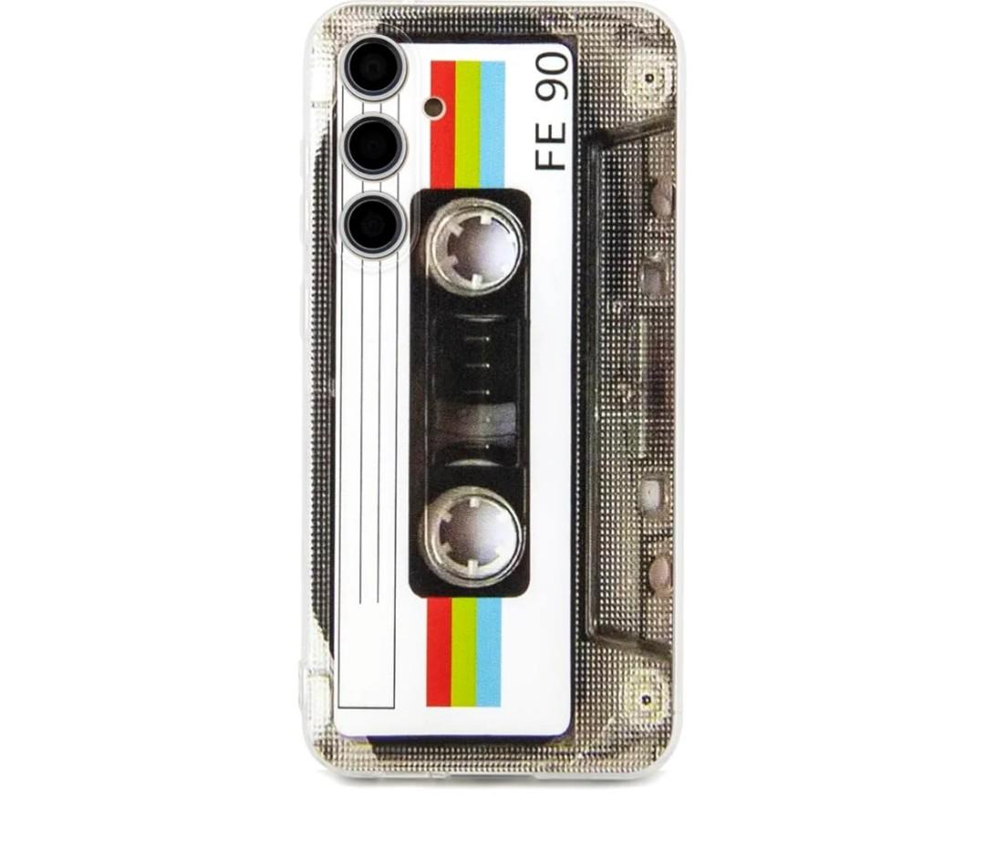 Case for Galaxy S23 FE with Reinforced Corners TPU Soft Bumper Retro Cassette Tape Case Compatible with Samsung Galaxy S23 FE