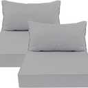 AAAAAcessories Outdoor Deep Seat Cushions, Waterproof, Fade-Resistant Patio Furniture Replacement Cushions, 24" x 24" x 5" + 24" x 13.5", Set of 2, Gray