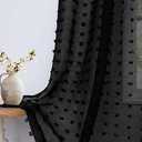 DANCURTON Rust Black Sheer Curtains 96 Inches Long 2 Panels Living Room 52 Inch Width Boho Farmhouse Sheer Window Curtain Pom Pom Tuft Semi Curtains for Girl Kids Bedroom Back Tab 52x96 Black