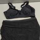 Blooming Jelly Womens Swim Skirt High Waisted Bikini Sets Tummy Control Swimsuits Mesh Sarong Wraps Bathing Suits (X-Large, Black)