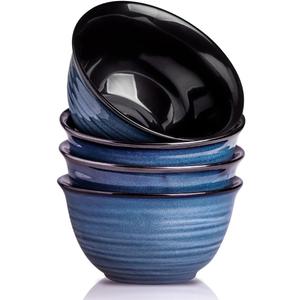Hasense Soup Bowls for Kitchen, 40 Ounce Large Cereal Bowls, 7 Inch Ceramic Serving Bowls for Salad Pasta Soup Popcorn, Dishwasher & Microwave Safe, Set of 4(Blue)