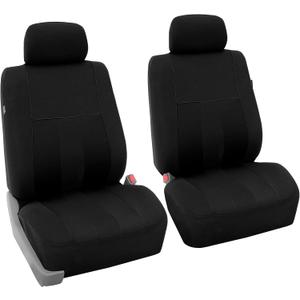 FH Group Car Seat Covers Front Set Cloth - Seat Covers for Low Back Car Seats with Removable Headrest, Universal Fit, Automotive Seat Cover, Airbag Compatible Car Seat Cover for SUV, Sedan, Van Black