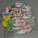 3 x Easter Eggs Wreaths Sign for Front Door, Colorful Eggs Hollow Hanging Solid Wood Happy Easter Sign Decorations for Home Shop Garden