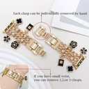 YONWORTH Cuban Chain Band Compatible with Apple Watch Bands 38/40/41/42/44/45 46 49mm Women,Bling Diamond Chain Dressy Metal Wristband Cute Charms Pendants for iWatch Series 10 9 8 7 6 5 4 3 SE Ultra