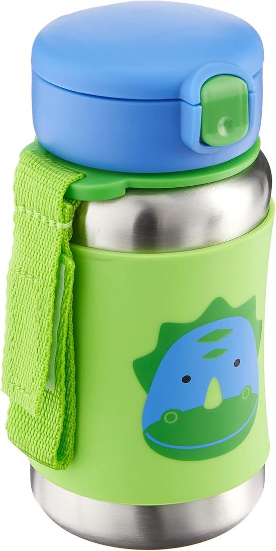 Skip Hop Toddler Sippy Cup - Zoo Stainless Steel Straw Bottle, Dino