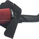 4 inch Cold Air Intake & Heat Shield for 09-14 Silverado 1500 GMC Sierra 1500 Yukon Cadillac Escalade ESV EXT (Black Tube & Red Filter)