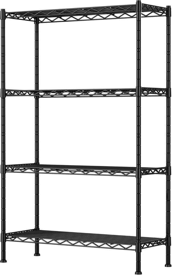 REGILLER 4-Wire Shelf Adjustable Heavy Duty Storage Shelves,Metal Organizer Wire Rack for Laundry Bathroom Kitchen Pantry Closet Garage Shelving(Black,17.7" D x 35.4" W x 53.9" H) (4tier 17.7"D x 35.4W x 53.9H)