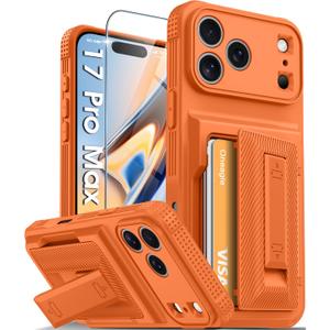 Oneagle Wallet for iPhone 17 Pro Max Case with Card Holder (4-5 Cards) [RFID Blocking] [Screen Protector] Full Camera Protection, with Kickstand 15FT Shockproof Heavy Duty Case for iPhone 17 Pro Max