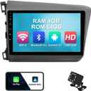4+64G 9-inch Android 13 WiFi 6 Car Stereo for Honda Civic 2012-2015 IPS Touchscreen Screen Bluetooth 5.4 Car Radio with Carplay & Android Auto Support Backup Camera FM Navi SWC