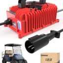 10L0L Golf Cart Battery Charger 15A 48V for Club Car DS/Precedent 3-Pin Round Plug, IP68, Smart Technology Golf Cart Battery Charger, Trickle Charge (RED)