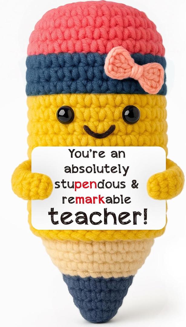 2 x Teacher Appreciation Gifts for Women Back to School Gifts Crochet Pencil, Mini
