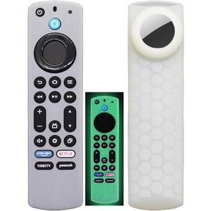 for Toshiba Remote Airtag Cover Glow for Insignia TV NS-RCFNA-21 CT-RC1US-21 CT-95018 Alexa Voice Remote Control with Holde for Tile Sticker,Silicone Tracker Case for Tile Sticker,Glow Green