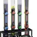 Ski Storage Rack for Garage  Freestanding Ski Holder for 4 Pair Skis, Boot, Helmet, Goggles, Indoor Snowboard Rack Organizer Stand for Home, Shed, Basement, Black