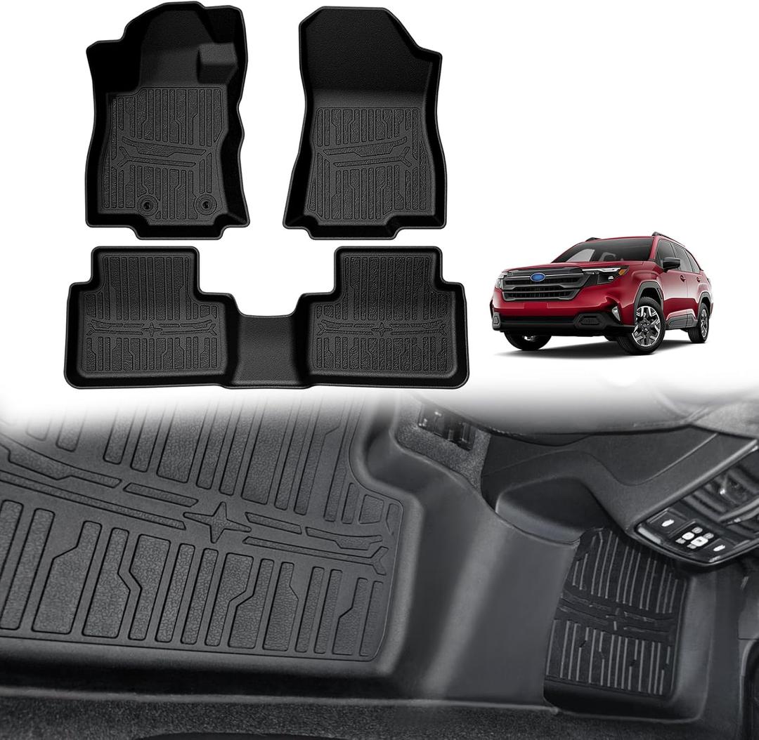 TripleAliners Floor Mats 1st & 2nd Row Compatible with 2025 Subaru Forester Accessories TPE All-Weather Protection Floor Liner Anti Slip (Won't Fit Hybrid)