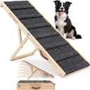 PETWAY L51 W17.7 Dog Ramp for Bed, Extra Long Foldable Pet Ramp for Small and Medium Dogs and Cats 6 Adjustable Heights 11" to 30.7" Up to 80LBS
