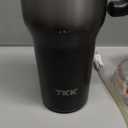 TKK 40 oz Tumblers with Handle and Straw, Ceramic Coating Insulated Bottle 100% Leakproof Travel Mug for Water, Iced Tea or Coffee, Smoothie, Cup Holder Friendly Base,SteelBlack