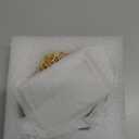 JUXYES Set of 4 Mini Wall Hanging Brass Frames for Pressed Flowers, Double Glass Hanging Picture Artwork Display Frame, Vertical Gold Floater Style Gallery Wall Frame for Photo Picture Poster etc, 3x2 Inches