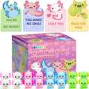 28Pack Axolotl Valentines Cards for Kids Classroom, Axolotl Squishies Mochi Valentine Gifts for Kids Class, Animal Mochi Squishy to Squeeze Toys for School Valentine's Day Exchange Gifts Party Favors