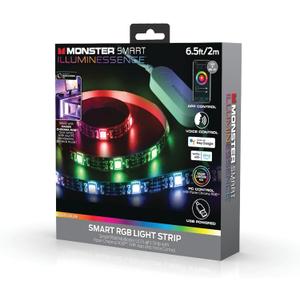 LED Strip Short Wi-Fi Multi-Color LED Light Strip Monster 6.5Ft, Smart App, Customizable Settings, Any Space, Voice-Control, Alexa, Google Assistant, Easy Installation