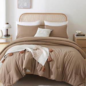 ROSGONIA Oversized King Comforter Dark Khaki, 3pcs (1 Boho Comforter & 2 Pillowcases) Lightweight Oversized King Size Comforter Sets Bedding Blanket