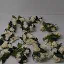 Jutom 12Pcs Wedding White Rose Candle Rings 3.94'' Inner Diameter Artificial Floral Wreaths with Green Leaves Floral Rings for Centerpieces for Pillar Candleholders Wedding Centerpiece Table Decor