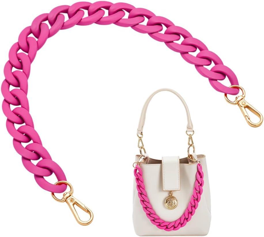 PH PandaHall 16 inch Acrylic Bag Chain Deep Pink Purse Chain, Frosted Bag Decorative Chains Replacement Purse Strap for Small Handbags Wallet Shoulder Bags Crossbody Making