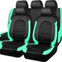 CAR PASS Leather Seat Covers, Breathable Universal Car Seat Cover Full Set for Cute Women Girly,Super 5mm Composite Sponge Inside,Airbag Compatible Fits Most Auto,SUVs,Trucks,Vans(Full Set,Black&Mint)