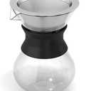 Boxtree Pour Over Coffee Maker Set with Reusable Stainless Steel Drip Filter Elegant Coffee Dripper Pot Glass Carafe & Permanent Stainless Steel Filter