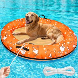55"x35" Large Dog Pool Float, Inflatable Dog Floats for Lake, Dogs Pool Raft with Rope, Tear-Resistant Stable Support Puppy Floatie for Doggies, up to 70 Lbs