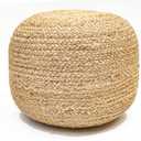 Chardin home- Natural Braided Ottoman Pouf - Cozy & Bohemian Jute/Hemp Hand Crafted Casual Seating for Home, Office, Bedroom, 18"x18"x14". (Golden Brown)