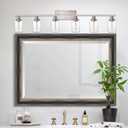 6-Lights Bathroom Vanity Light Fixtures with Seeded Glass Lampshades, 45.3-Inches Length Modern Brushed Nickel Wall Light Fixture for Kitchen Bathroom Lighting